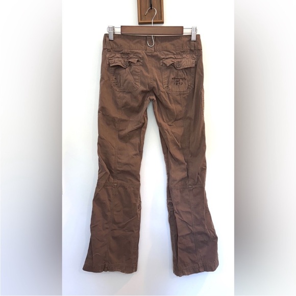 VTG Y2K Abercrombie Fitch Pants Brown Cargo Baggy Low Rise Kids L Womens XS - Picture 2 of 13